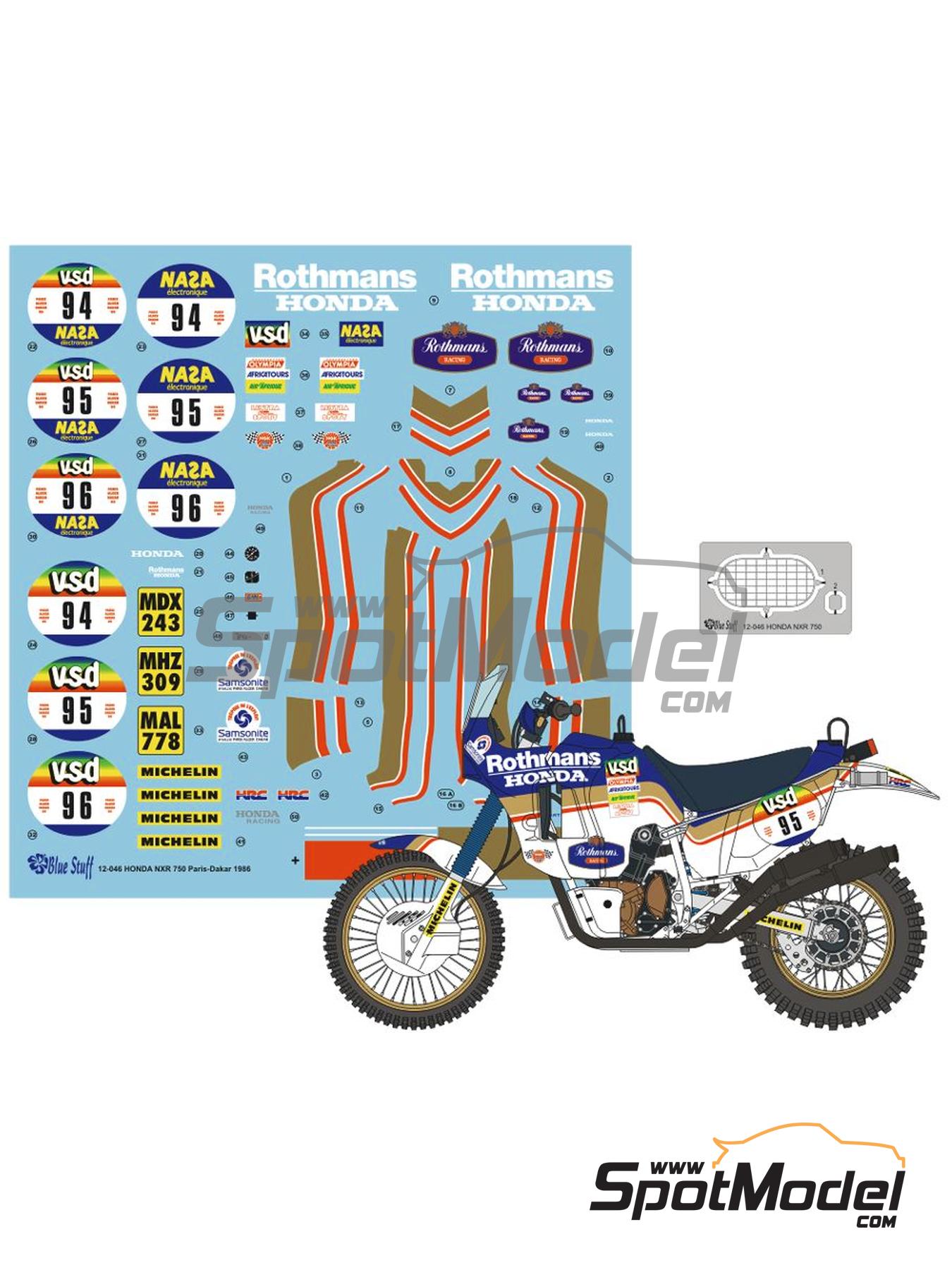 Blue Stuff 12-046: Marking / livery 1/12 scale - Honda NXR750 HRC